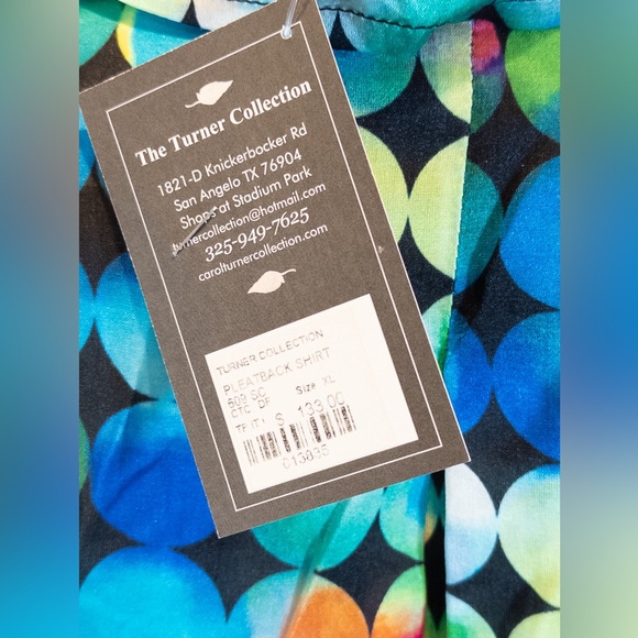 Carol Turner Vibrant Colors Silk Blend Long Sleeve Button Front Blouse- XL - Picture 5 of 5